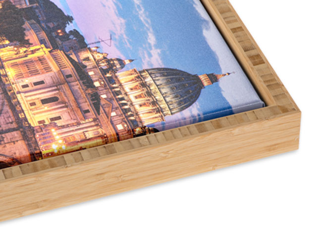 One and One Half Inch Premium Fine Art Canvas Wrap with Carbonized Bamboo Slim Float Frame