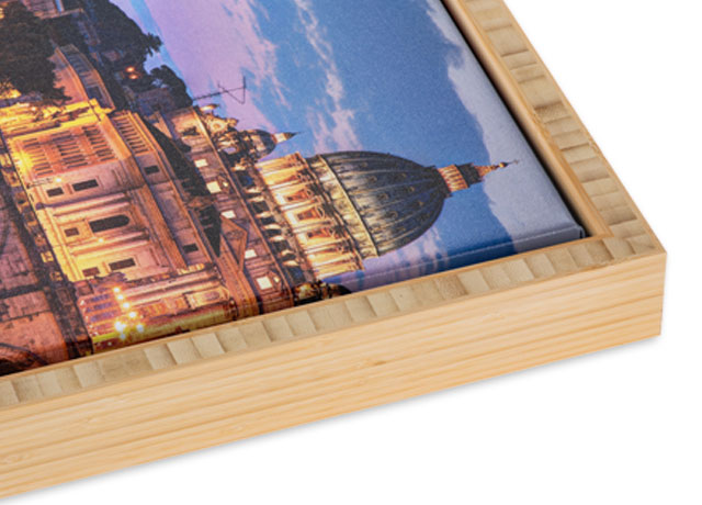 One and One Half Inch Premium Fine Art Canvas Wrap with Natural Bamboo Slim Float Frame
