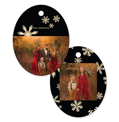 Snowflake 586 - Oval Bamboo Ornament