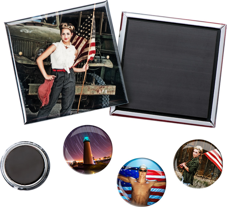 Photo Button Magnets are made from a print on photo paper.